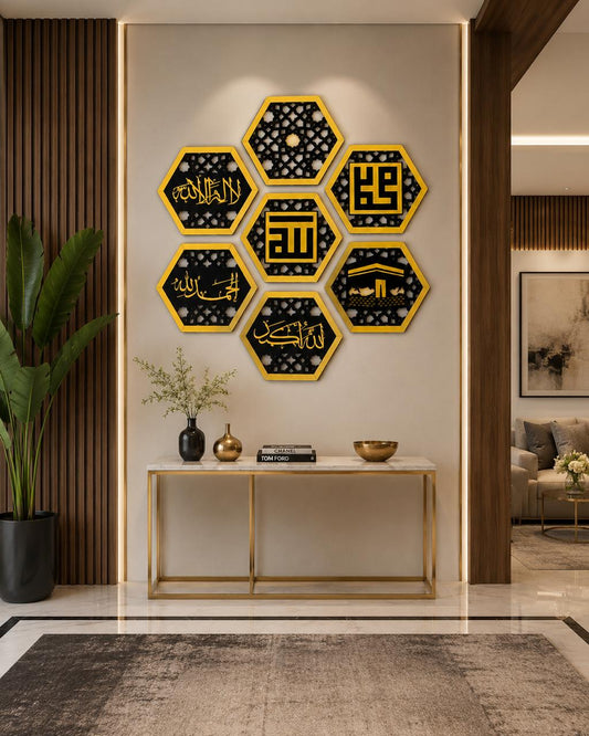Set of 07 Hexagons Islamic Wall Art