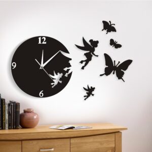 Angel With Butterflies Wall Clock – Whimsical Fantasy Wall Art Timepiece (30"x30")