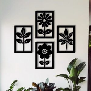 Flowers Wall Art – Black Botanical Silhouette (6x8" or 8x16")