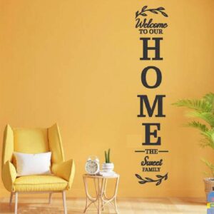 Welcome Home Wall Art – Large Entrance Sign in Golden, Silver & Wood (12"x36")