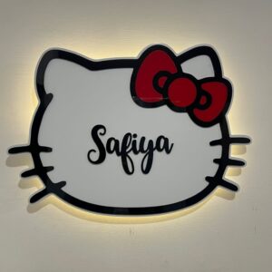 Kitty with Name – Custom Cat-Shaped Sign (With/Without Light)